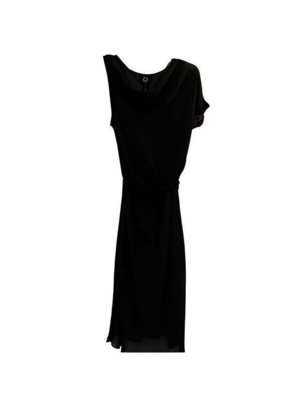Y2K Poleci Silk Slip Chiffon Cowl Drape Overlay Asymmetrical Sleeveless Dress M
